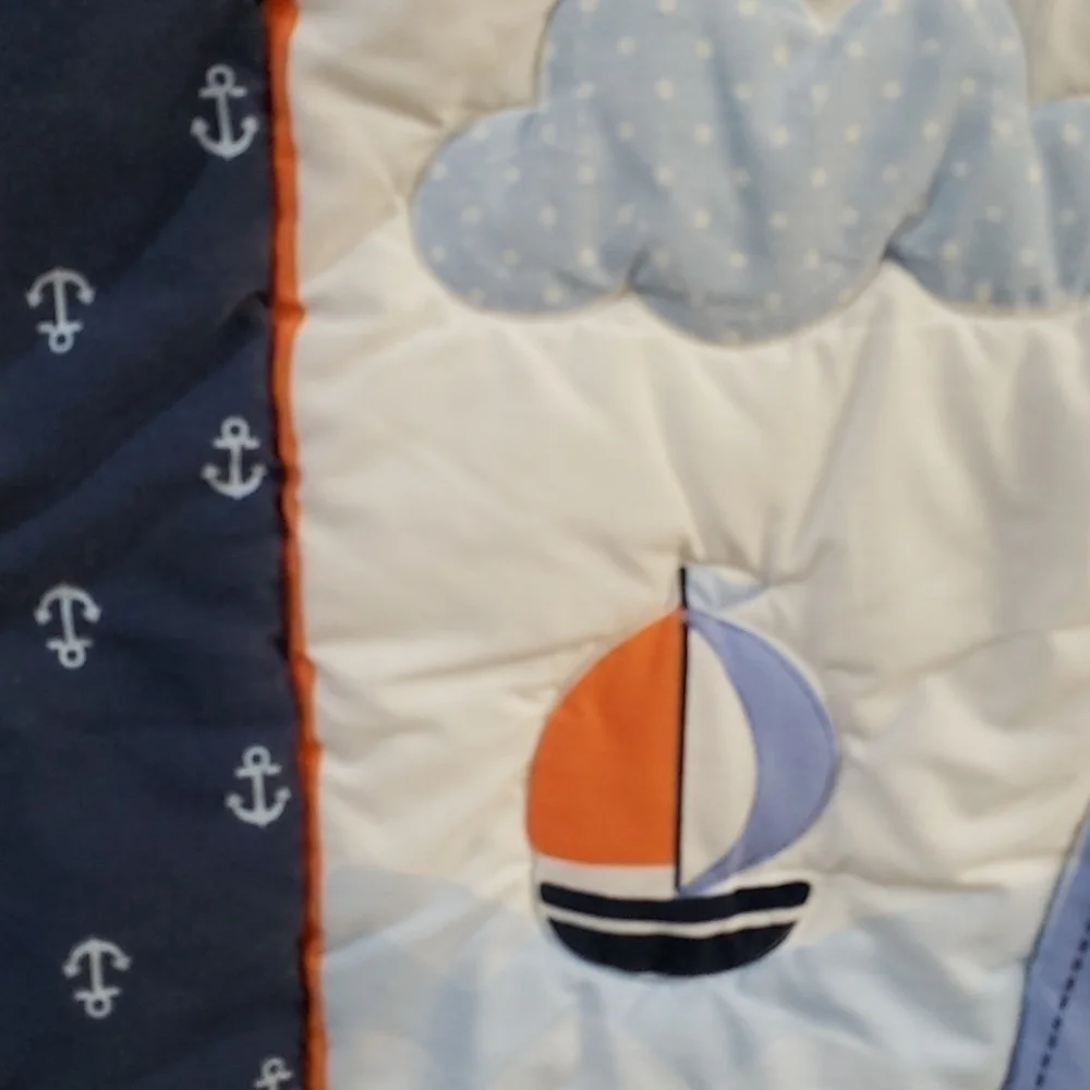 CARTERS quilted blanket boat sea animals